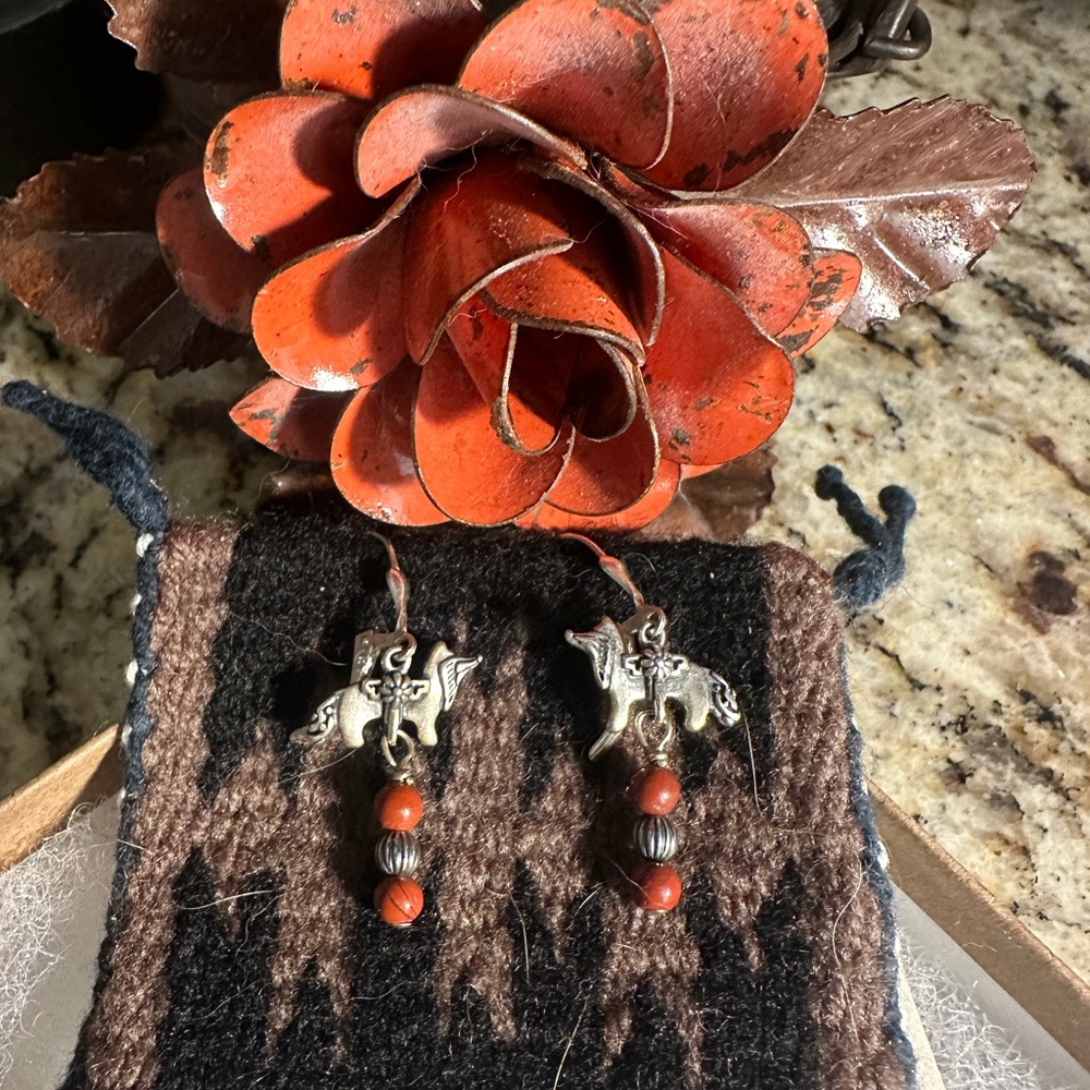 Carolyn Pollack Silver and Red Fox Earrings